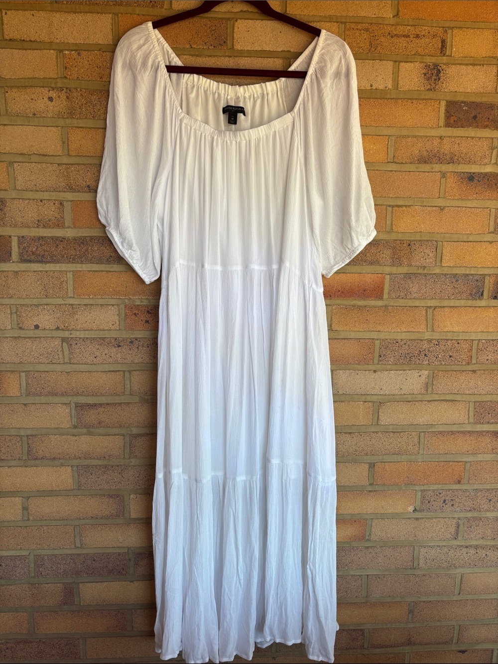 Banana Republic Factory Square Neck White Tiered Maxi Dress Tall M